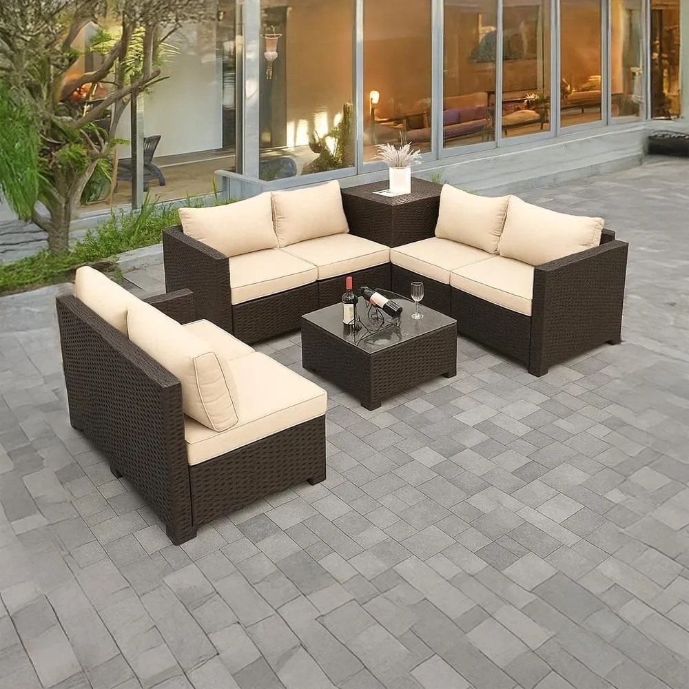 Veľká záhradná sedacia súprava s boxom na podušky Avenberg ENCANTA