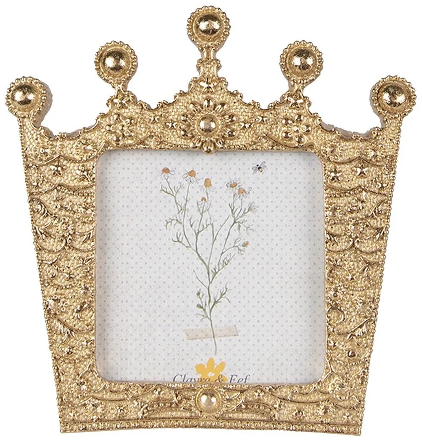 Zlatý fotorámik v tvare korunky - 12*2*12 cm / 7*7 cm