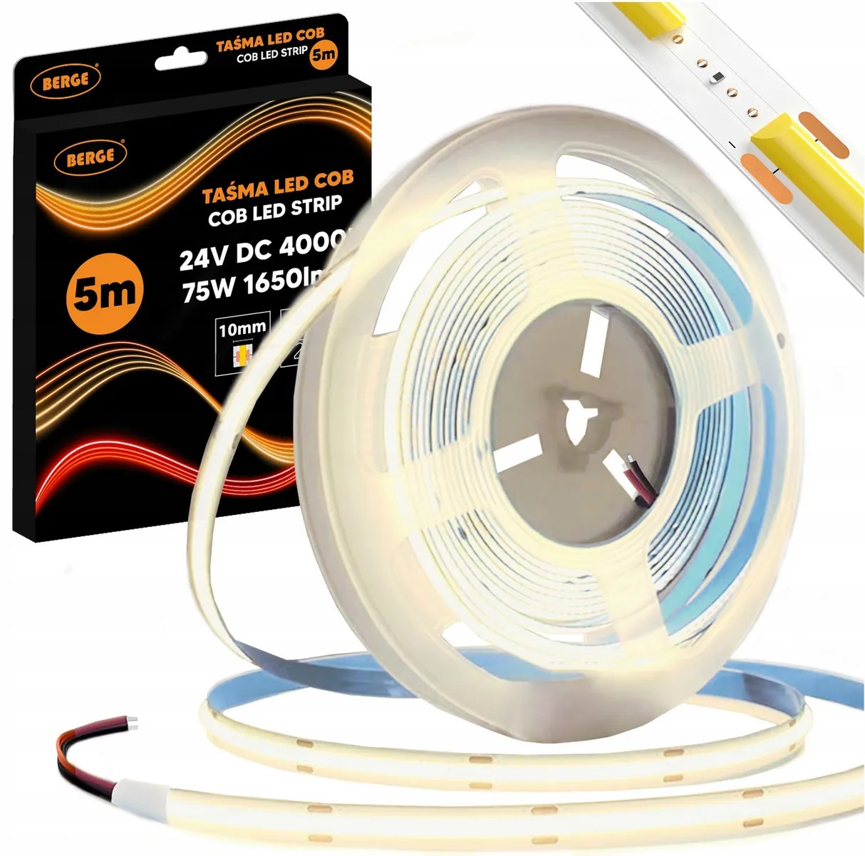 BERGE LED pásik COB Neon 24V - 528D - 15W/m - IP20 - 1650lm - 5m - neutrálna farba