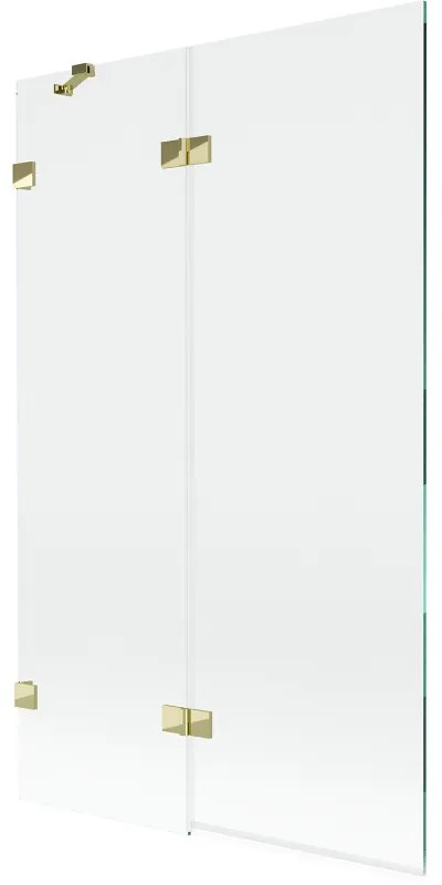 Mexen Lunar, 2-krídlová vaňová zástena ľavá 110 x 150 cm, číre sklo, zlatá lesklá, 897-110-100-50-00-L