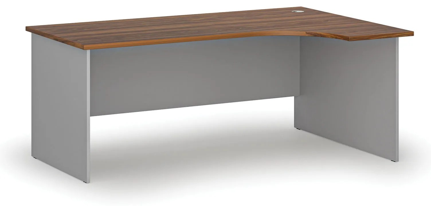 Rohový kancelársky písací stôl PRIMO GRAY, 180x120 cm, pravý, sivá/orech