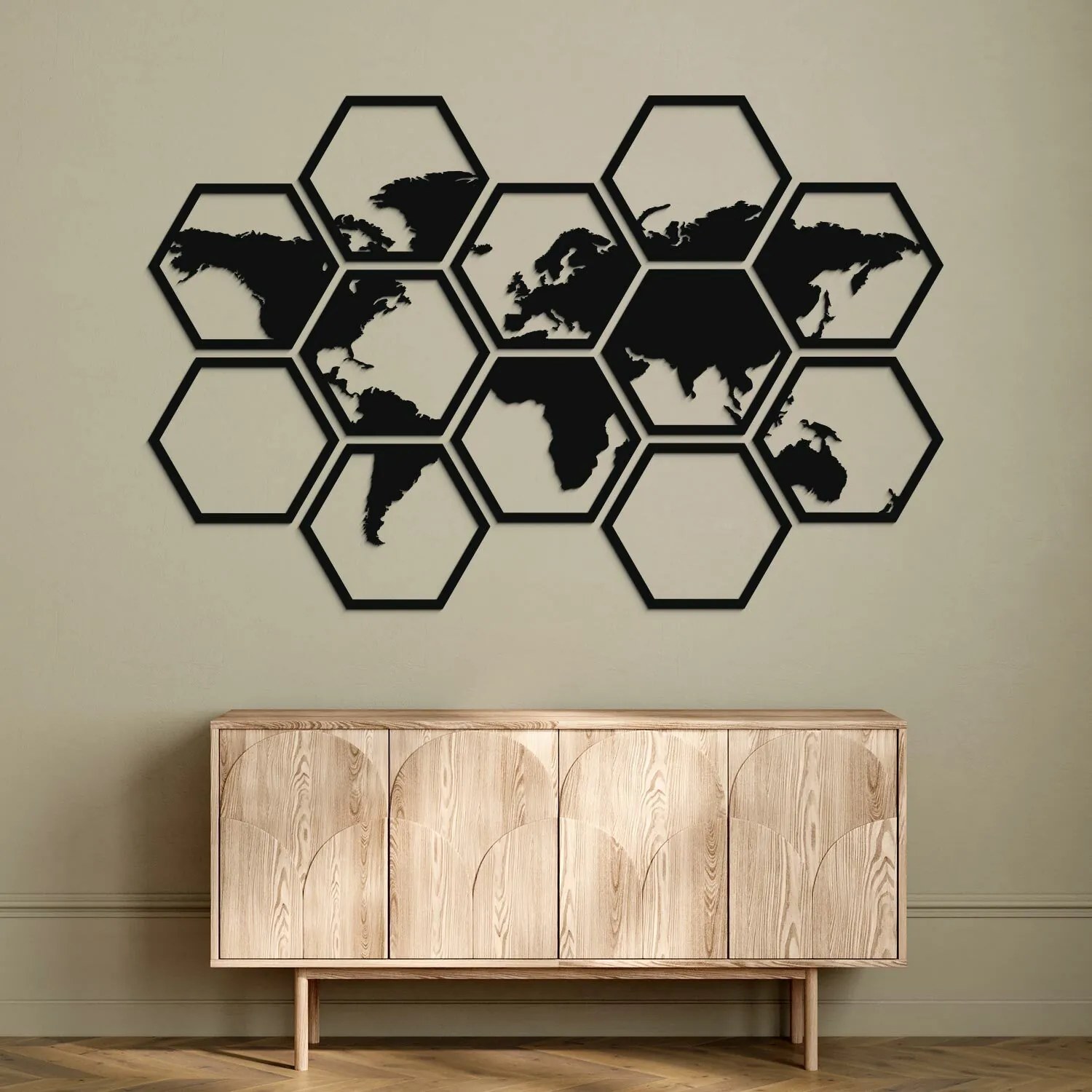 DUBLEZ | Nástenná mapa sveta - Hexagóny (12 ks)