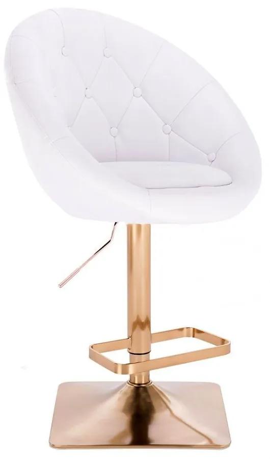 LuxuryForm DESIGN Barová stolička VERA na zlatej hranatej podstave - biela