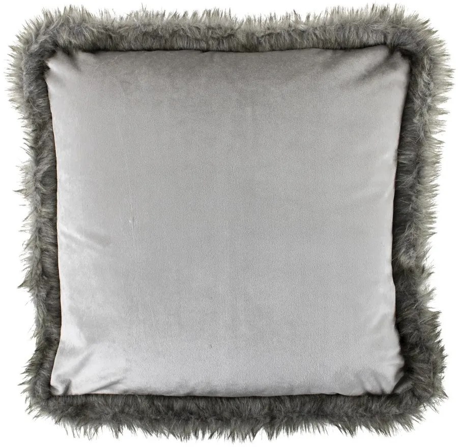 Stříbrný sametový polštář lemovaný kožešinou Copp - 45 * 45 * 10cm