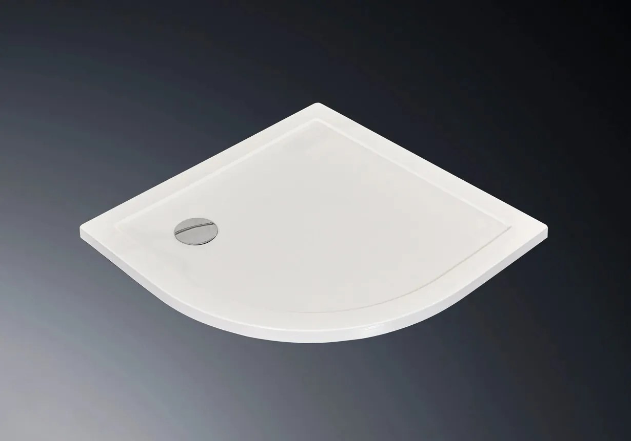 Erga Laos, štvrťkruhová sprchová vanička 90x90x5cm, akrylát, biela lesklá, ERG-V06-ACR-9090Q-WH-CR