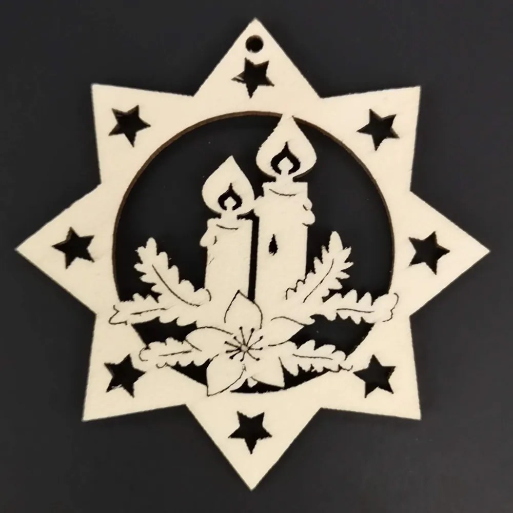 AMADEA Drevená ozdoba hviezda so sviečkami 8 cm