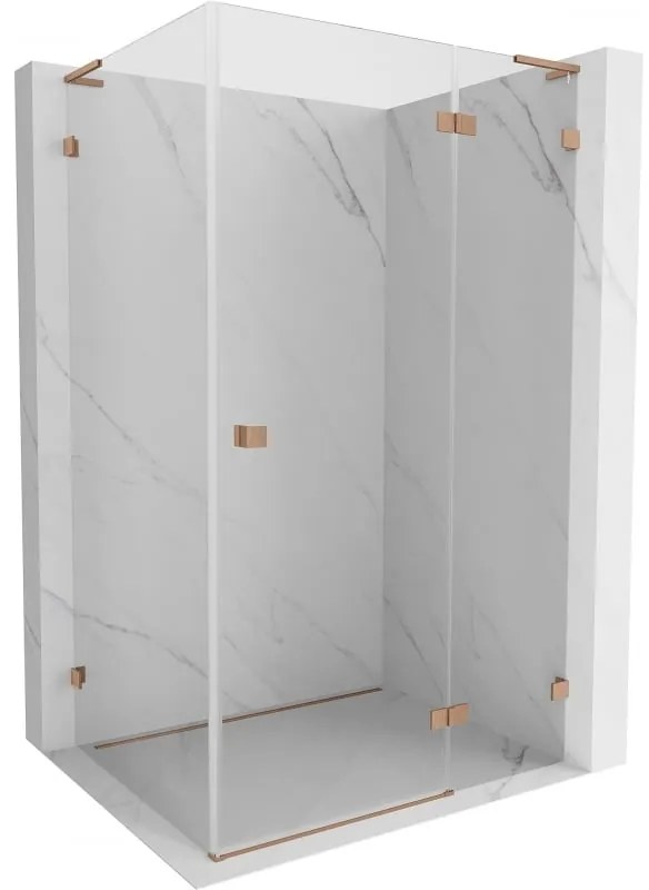 Mexen Lunar L, 1-krídlový sprchový kút, pravý, 100 x 80 cm, 8mm číre sklo, medený profil, 834L-100-080-65-00-P