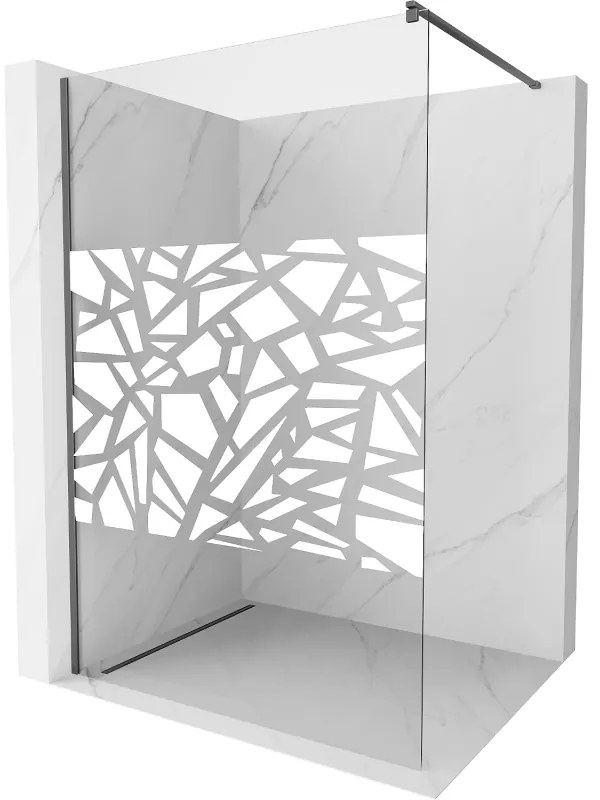 Mexen Kioto, sprchová zástena Walk-In 70 x 200 cm, 8mm číre sklo biely vzor, grafitový profil, 800-070-101-95-85