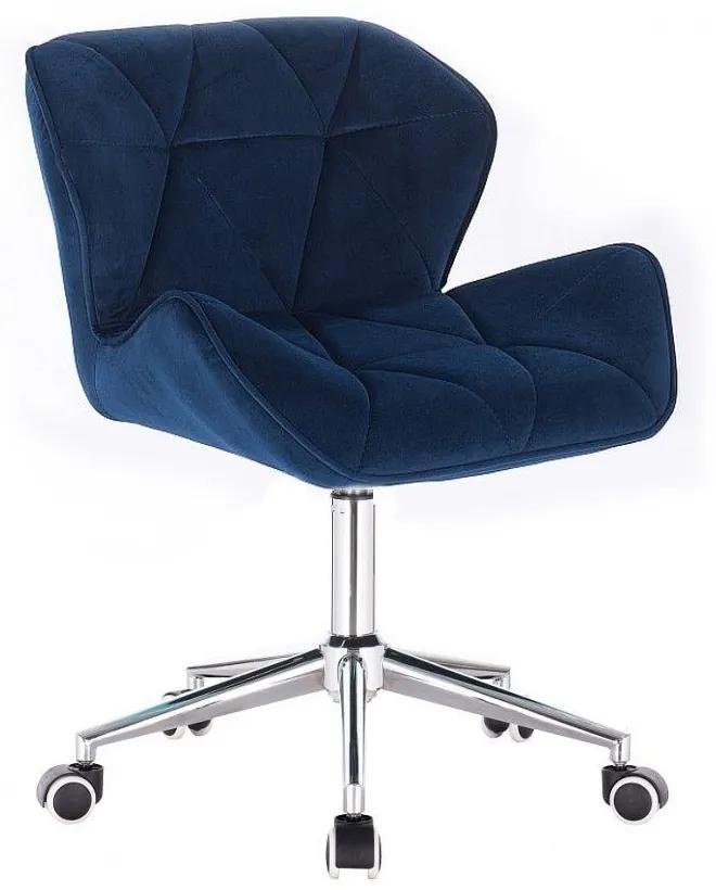 LuxuryForm DESIGN Stolička MILANO VELUR na striebornej podstave s kolieskami - modrá