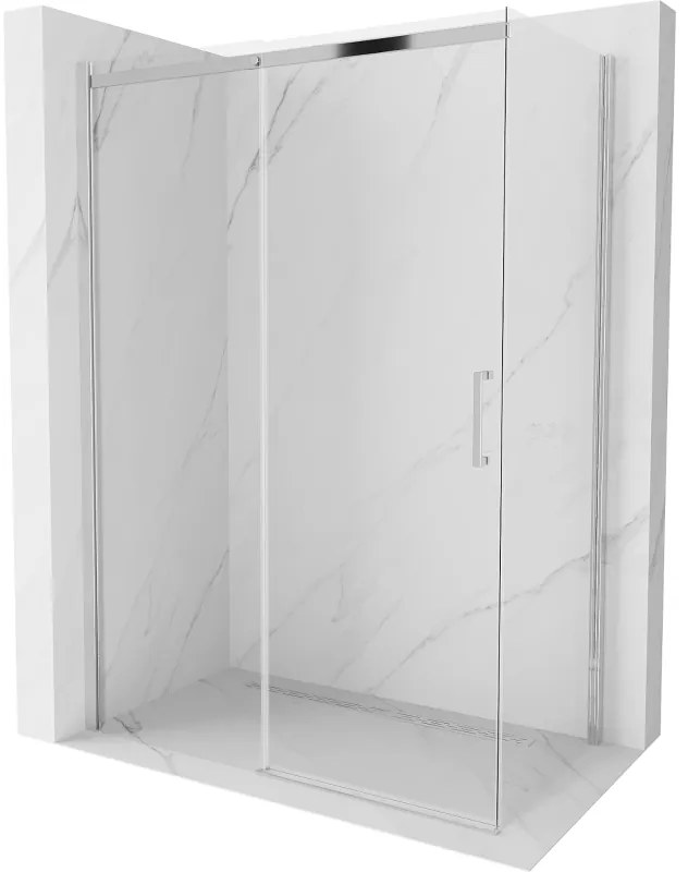 Mexen Omega, sprchovací kút s posuvnými dverami 140 (dvere) x 70 (stena) cm, 8mm číre sklo, chrómový profil, 825-140-070-01-00