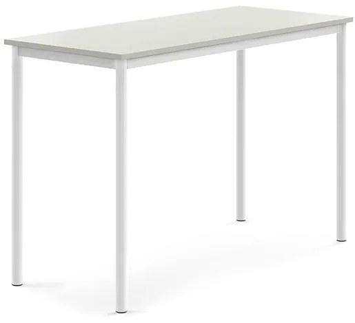 Stôl SONITUS, 1400x600x900 mm, HPL - šedá, biela
