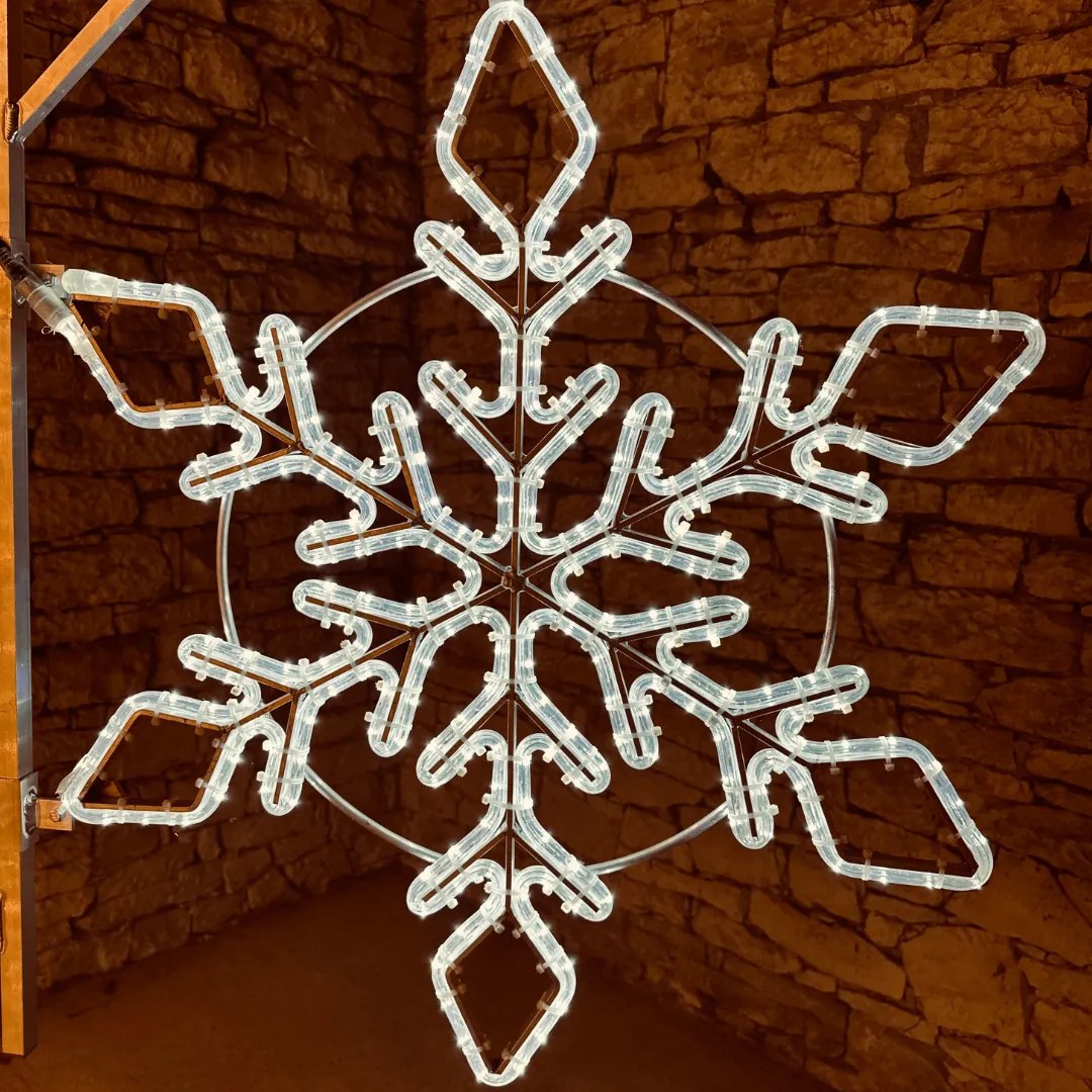 DECOLED LED svetelná snehová vločka XI, sada pre VO, 89 cm, ľadovo biela