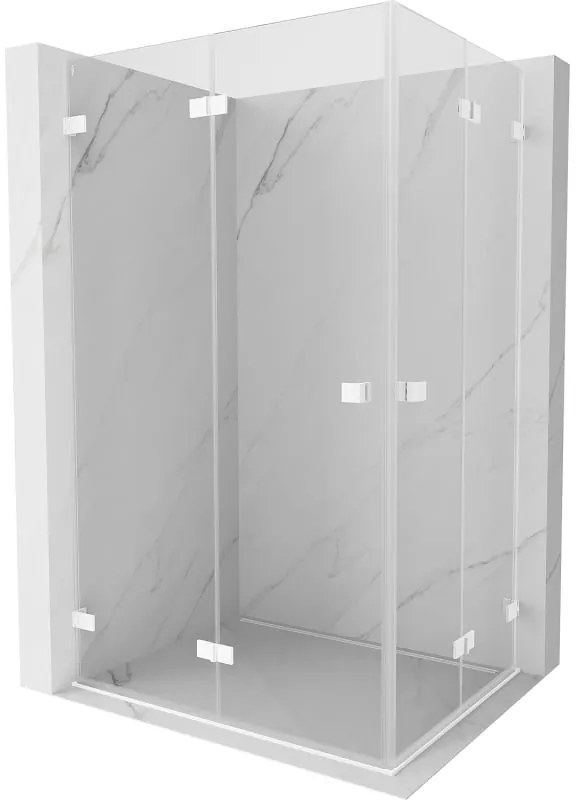 Mexen Lunar-F Duo, skladací sprchový kút 95 x 70 cm, 6mm číre sklo, biely profil, 836-095L-070P-20-00