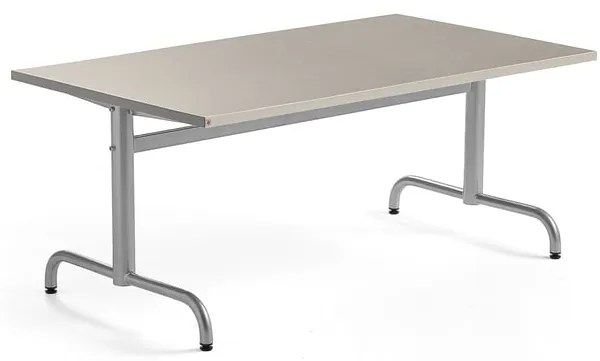 Stôl PLURAL, 1400x800x600 mm, linoleum - šedá, strieborná