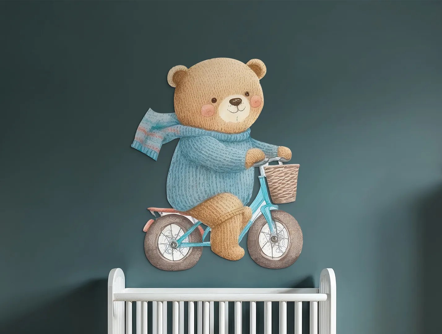drevko | Detská dekorácia Macko na bicykli 60 x 48 cm