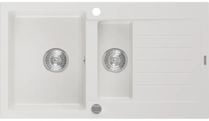 Mexen Matias - drez granitový 90,0x50,5cm, 1,5-komorový, biela, 6502901505-20