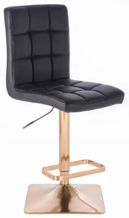 LuxuryForm DESIGN Barová stolička TOLEDO na zlatej hranatej podstave - čierna