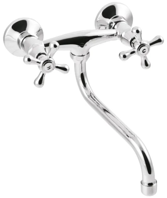 Invena Roma, umývadlová-drezová batéria s predĺženou výlevkou 250mm v type S, chrómová, INV-BC-22-00S-L