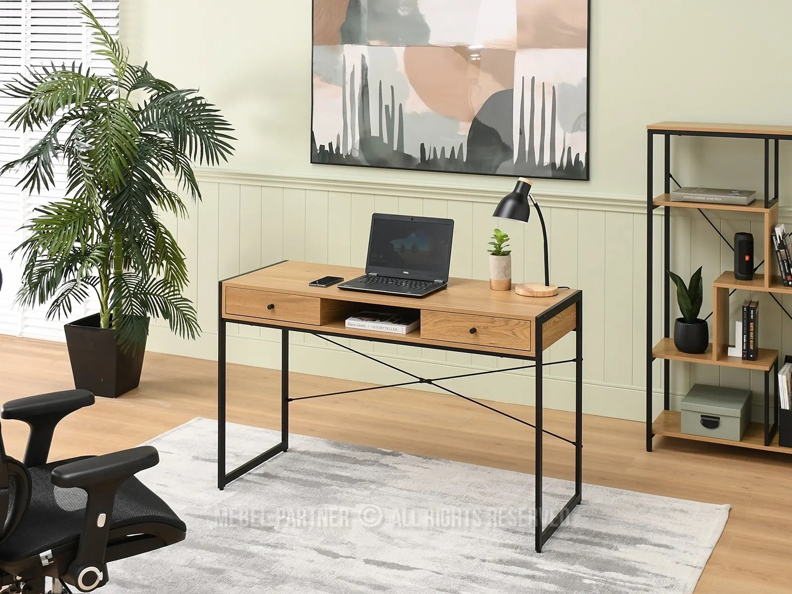 PC stolík Nills (dub + čierna). Akcia -23%. Vlastná spoľahlivá doprava až k Vám domov. 1109798