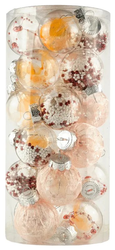 DECOLED Sada ozdôb, d. 6 cm, červená+ružová