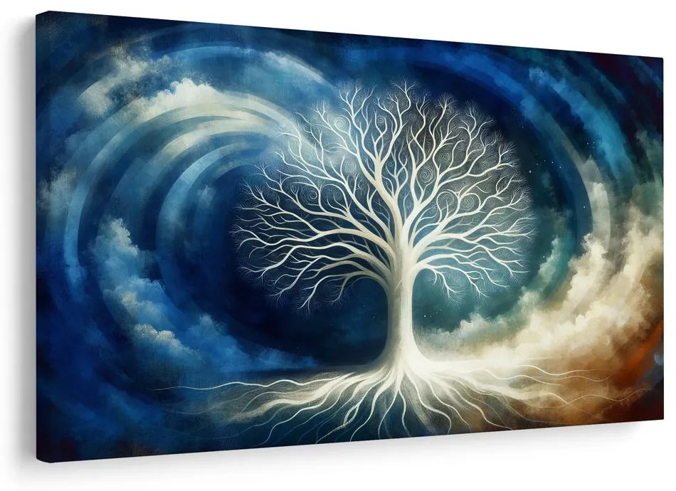 Obraz mystický strom života v modrých vlnách