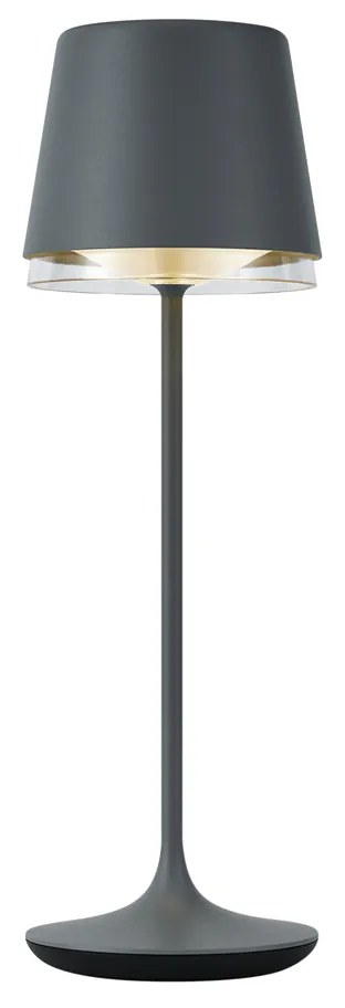 Stolná lampa tmavosivá vrátane LED IP65 nabíjateľná s nabíjacou stanicou - Bass