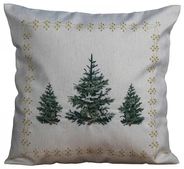 Vankúšová obliečka Jedlička s lurexovou výšivkou 40x40 cm