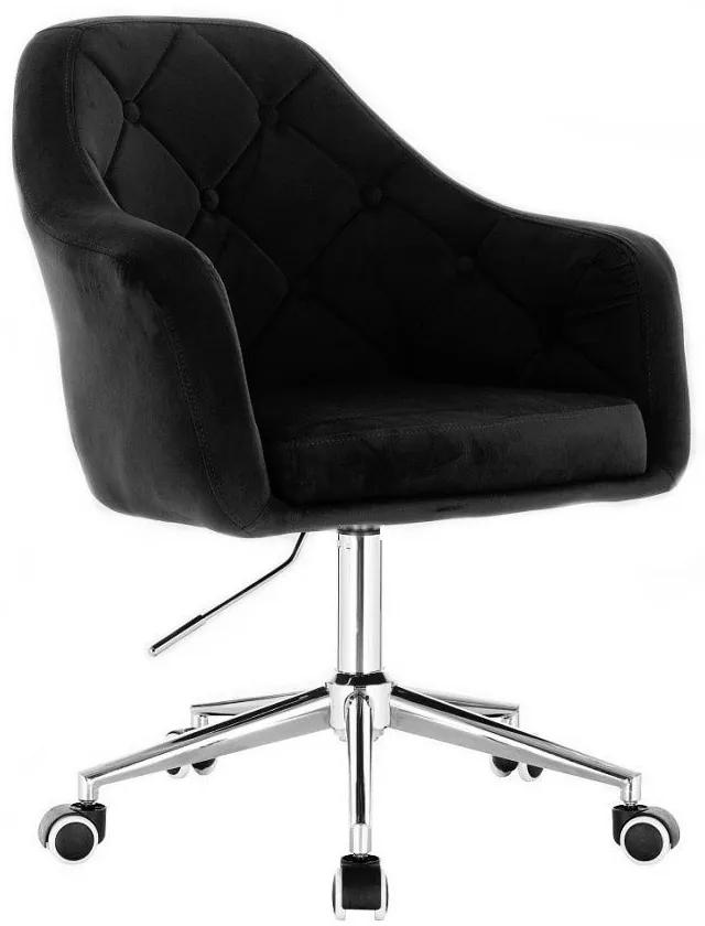 LuxuryForm DESIGN Kreslo ANDORA VELUR na striebornej podstave s kolieskami - čierne