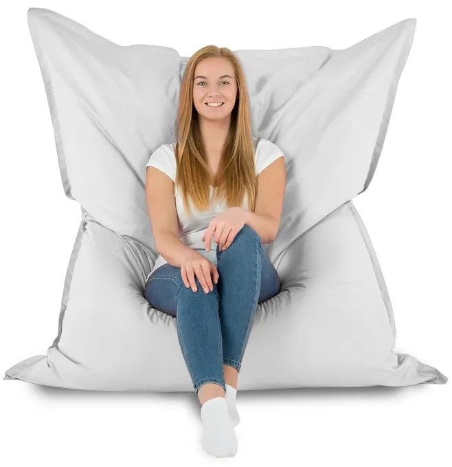 XXL vankúš na sedenie – interiérový aj záhradný, vodeodolný Farba: 1.Biely