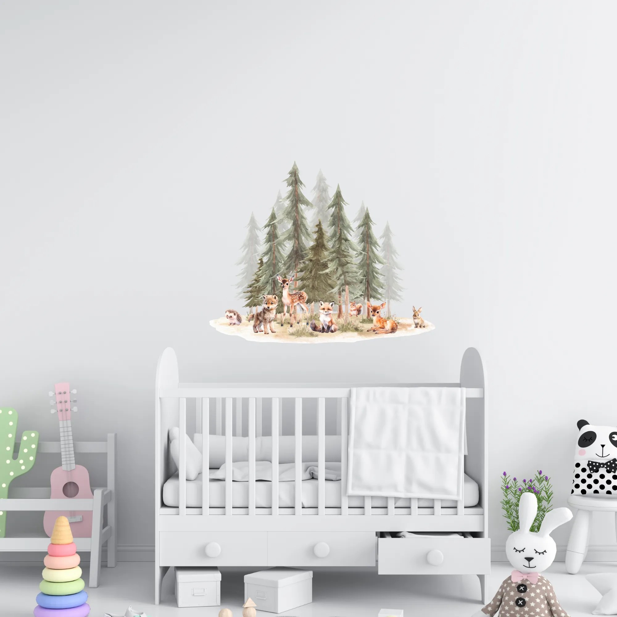 PIPPER. Textilná nálepka na stenu "Les so zvieratkami 3" Veľkosť: 72x60cm