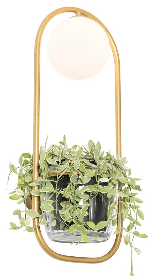 Art Deco nástenná lampa zlatá s bielym sklom - Isabella