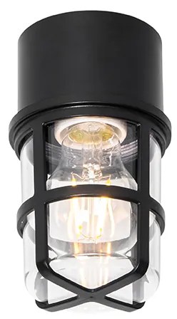 Stropné a nástenné svietidlo čierne s priehľadným tienidlom IP54 - Kiki