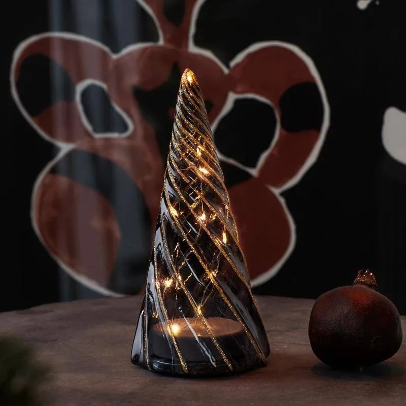 SIRIUS LED svetlo na stromček, sklo, čierne, 19 cm