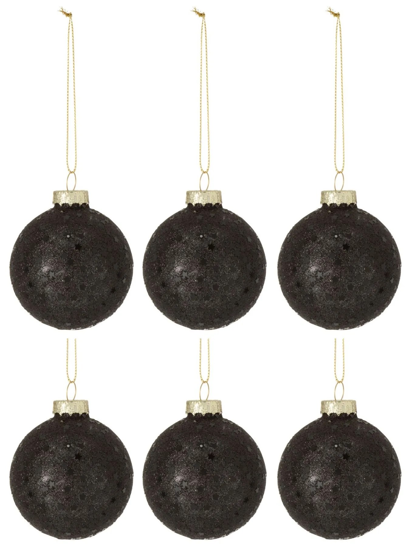 6ks čierne vianočné gule baubles stars black - Ø 8cm 6ks čierne vianočné gule baubles stars black - Ø 8cm