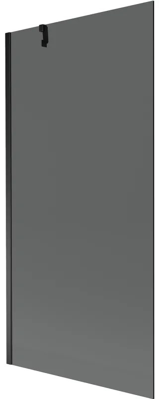 Mexen Next, vaňová zástena 1-krídlová 90 x 150 cm, fixné krídlo, 6 mm šedé sklo, čierny profil, 895-090-000-00-40-70
