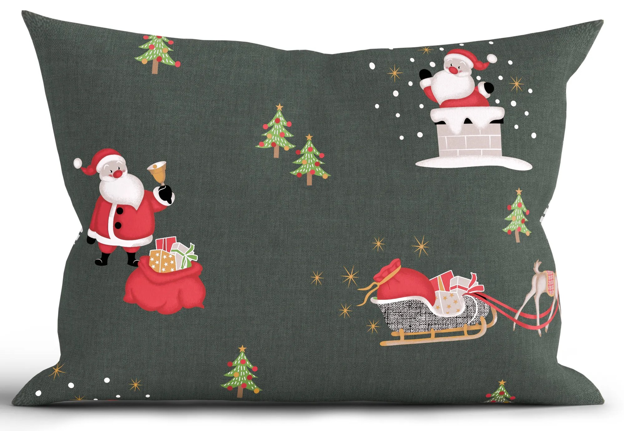 Vianočná bavlnená obliečka na vankúš Renforcé 40 × 60 cm – Polárny sen zelené