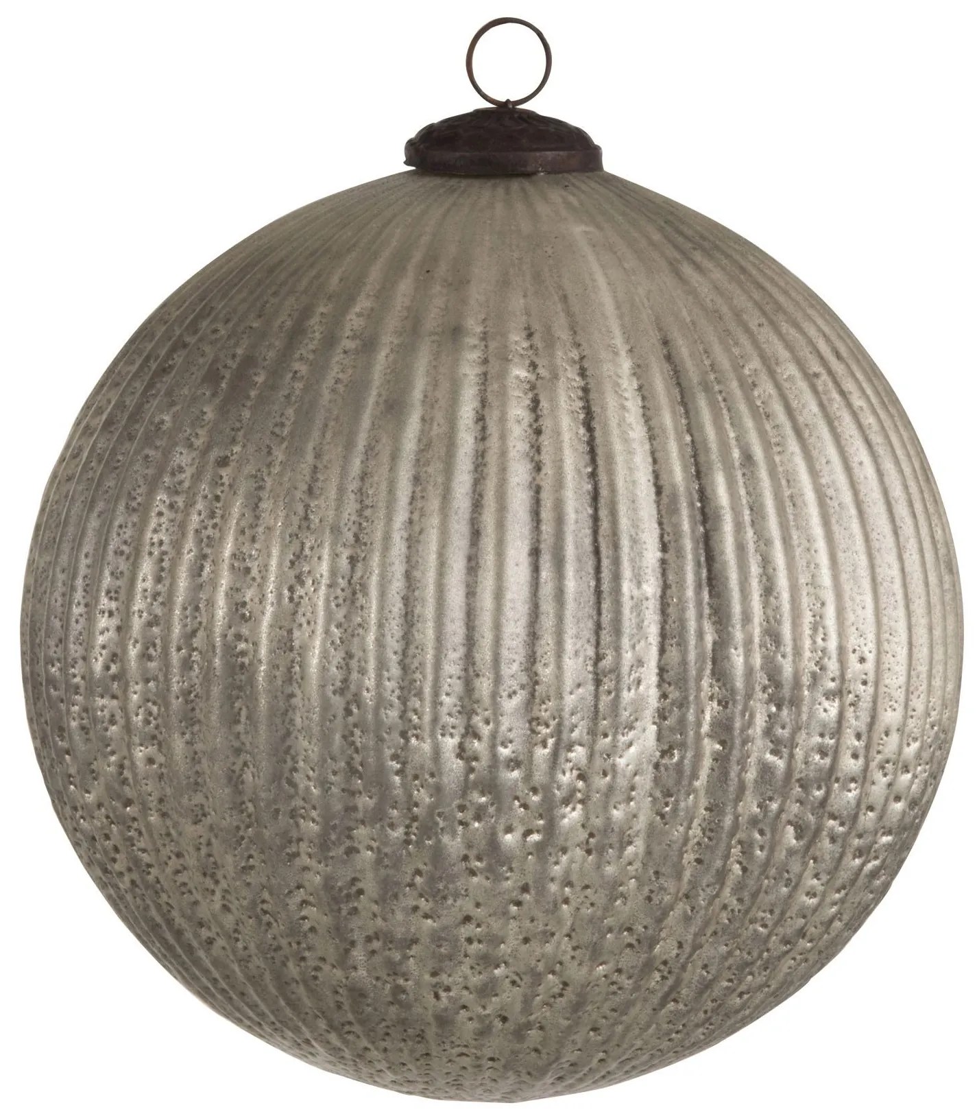 Strieborná antik sklenená ozdoba gule XL - Ø 20 cm