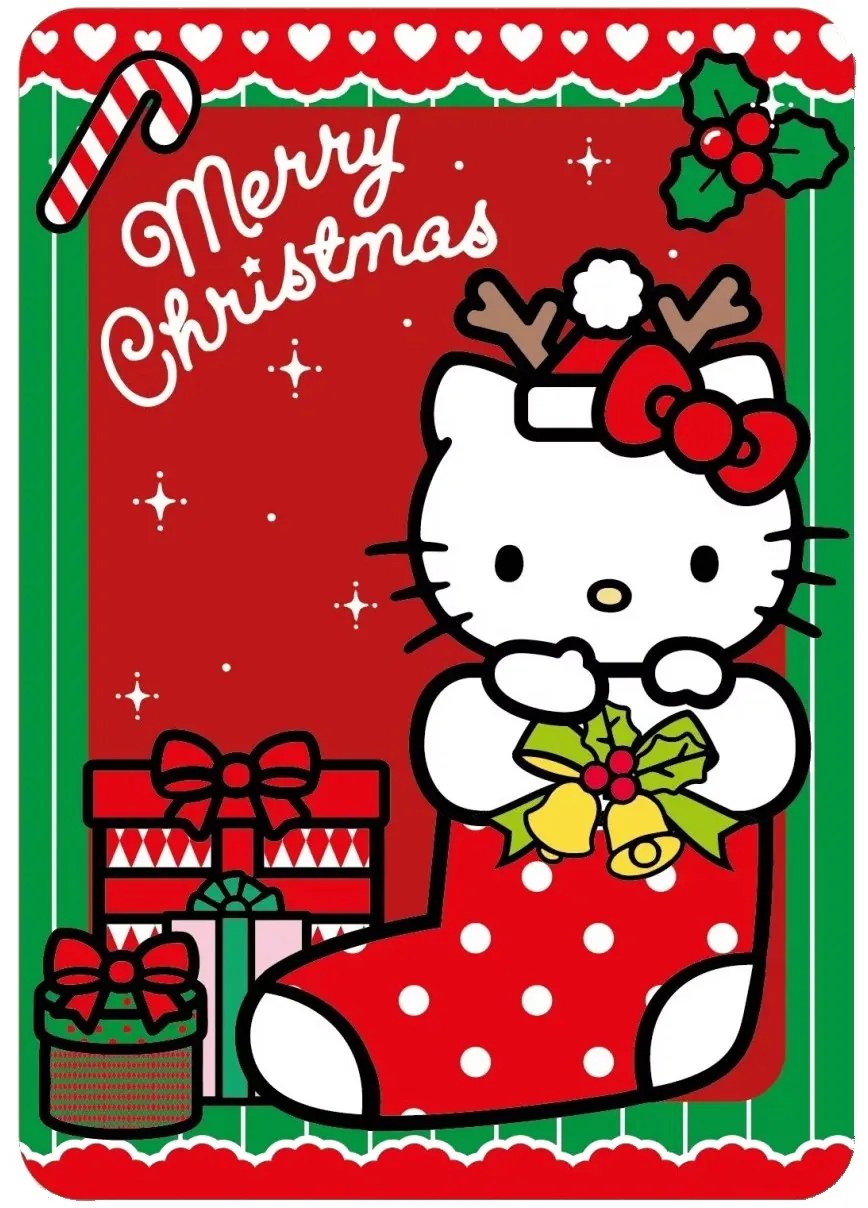 Vianočná flísová deka Hello Kitty - 100 x 140 cm