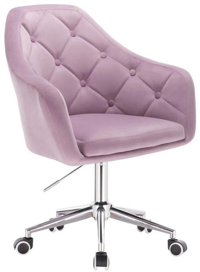 LuxuryForm DESIGN Kreslo ANDORA VELUR na striebornej podstave s kolieskami - levanduľa