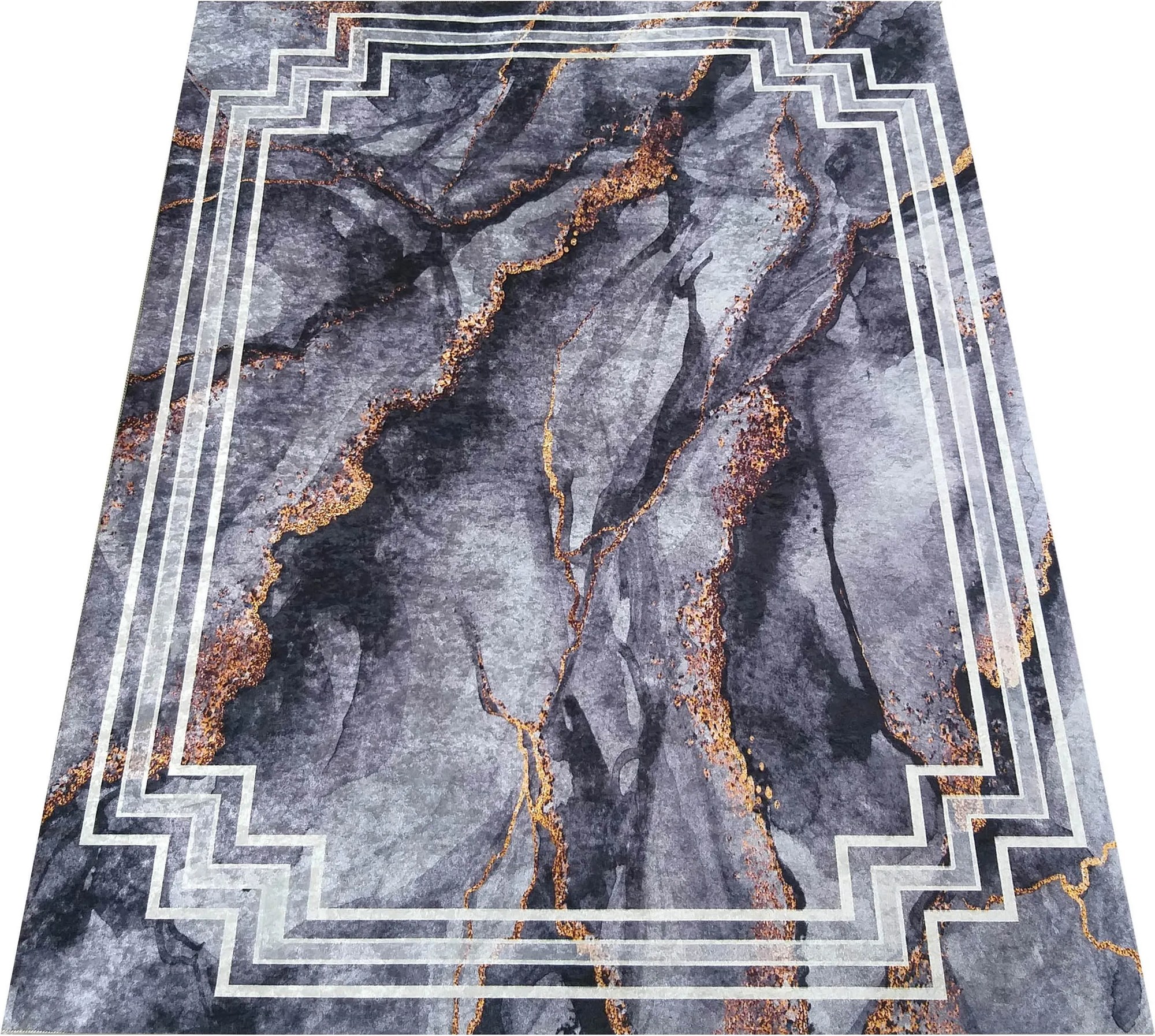 DY Tmavosivý koberec s mramorovým vzorom Horeca-New 118 Rozmer: 80x150 cm