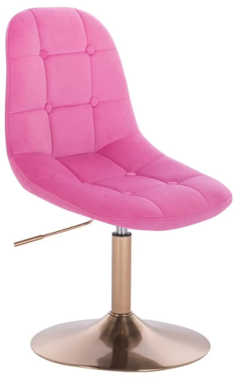 LuxuryForm DESIGN Stolička SAMSON VELUR na zlatom tanieri - ružová