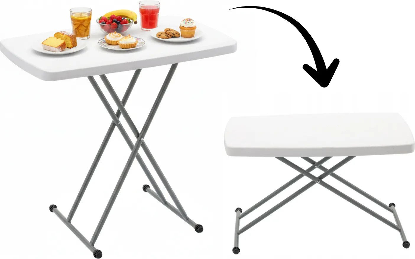 SKLADACÍ TURISTICKÝ/STRAVOVACÍ STÔL 76,5 x 49,5 x 36-71,5 CM NASTAVITEĽNÝ *9613