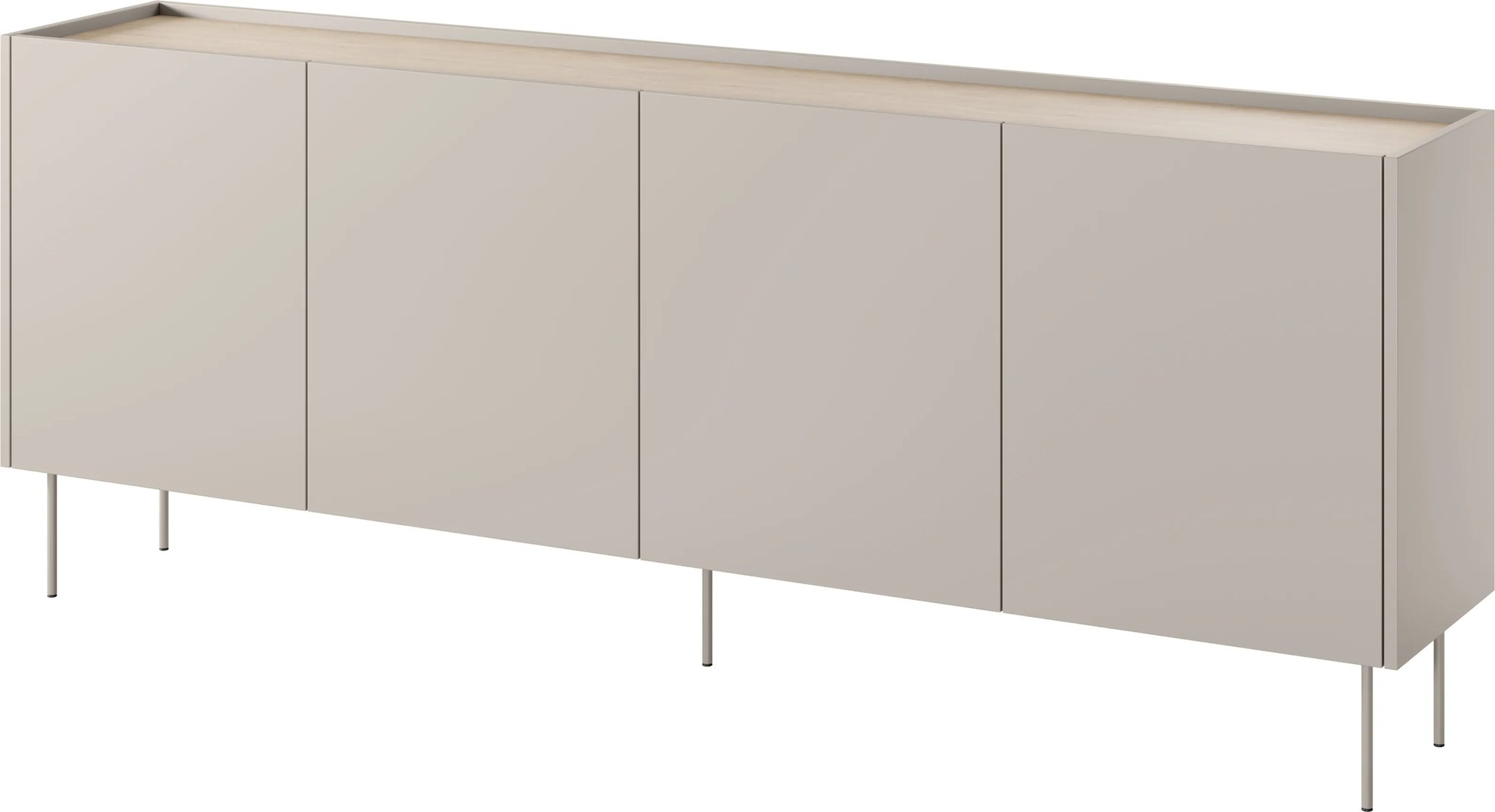 Komoda Desin 220 cm s kovovými nohami - kašmír / dub nagano