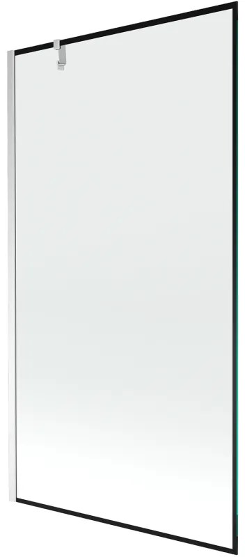 Mexen Next, vaňová zástena 1-krídlová 100 x 150 cm, fixné krídlo, 6 mm číre sklo s čiernym vzorom, chrómový profil, 895-100-000-00-70-01