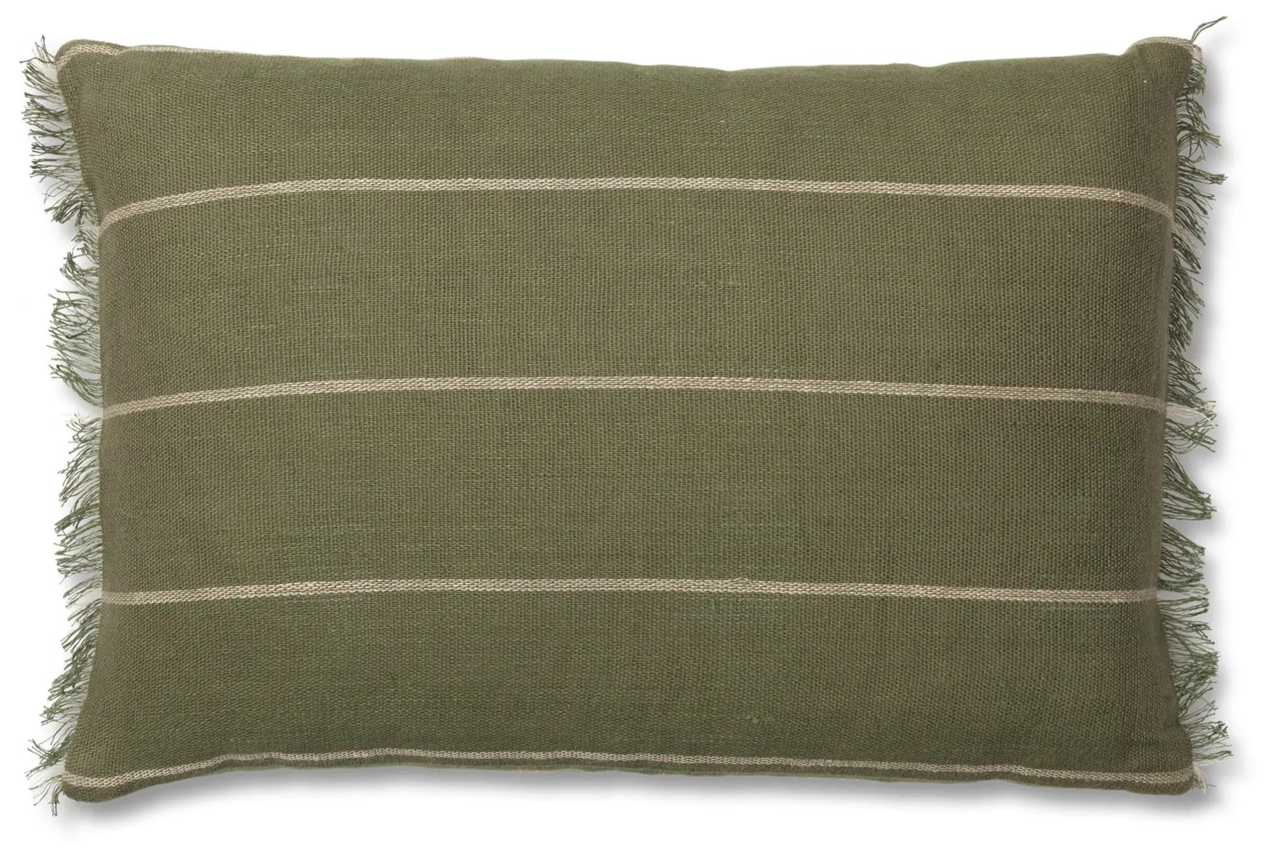 Ferm Living Bavlnený vankúš Calm Olive 60 x 40 cm
