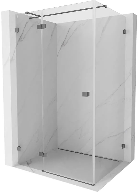 Mexen Lunar T, sklápací sprchový kút ľavý 125 x 80 cm, 8mm číre sklo, grafitový profil, 834T-125-080-95-00-L