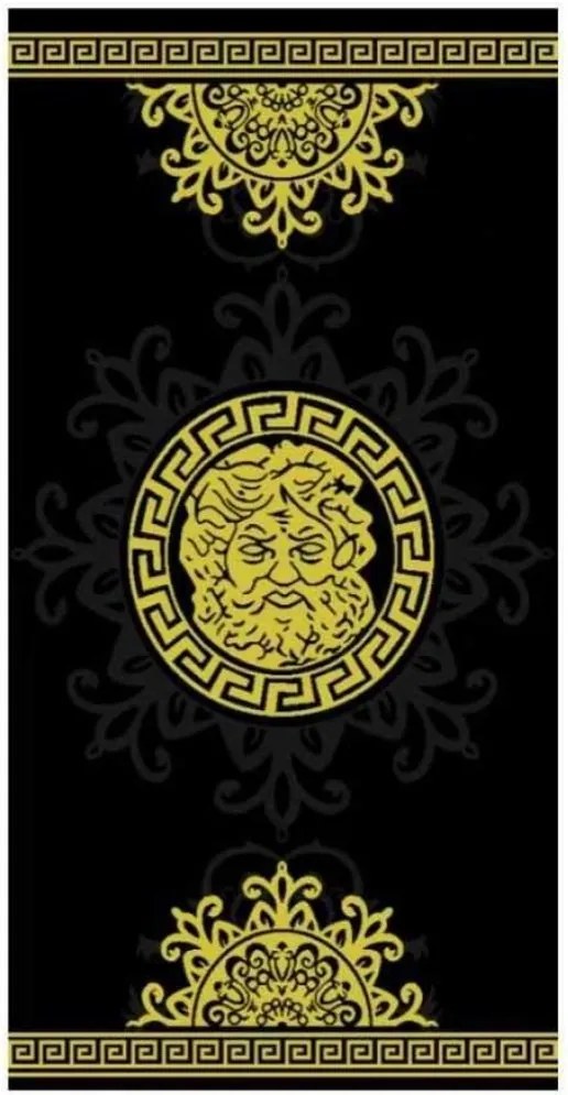 Velká plážová osuška s antickým motívom boha Zeusa – 100 % bavlna s vysokou gramážou 420 g/m² – nadštandardný rozmer 90×165 cm