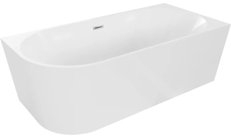 Mexen Mia, voľne stojaca rohová vaňa, pravá, 160 x 75 cm, biela, chrómový prepad, 52691607500P-01