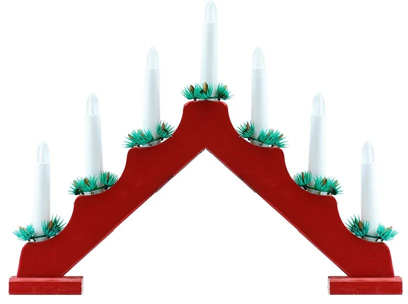 DECOLED Vianočný svietnik, 40 x 5 x 32 cm, červený, napájaný batériami 2x AA