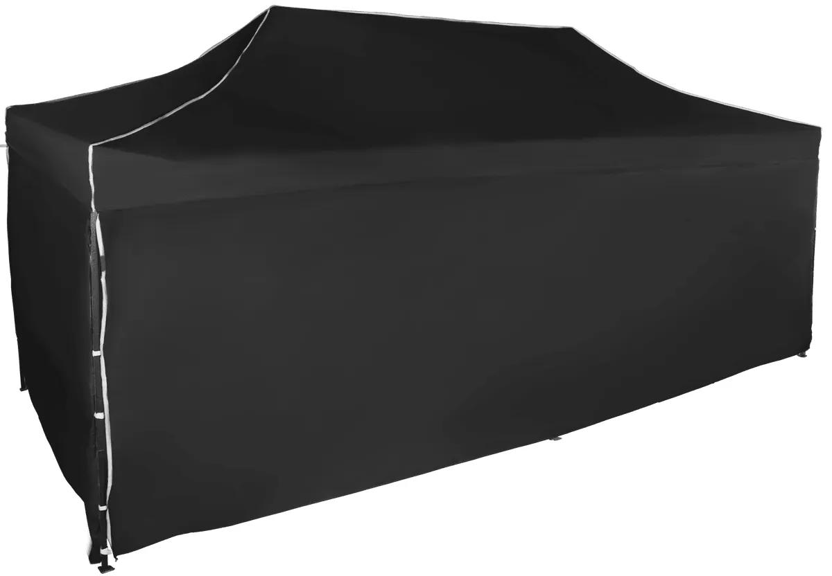 Rýchlorozkladací nožnicový stan 3x6m – oceľový, Čierna, 4 bočné plachty